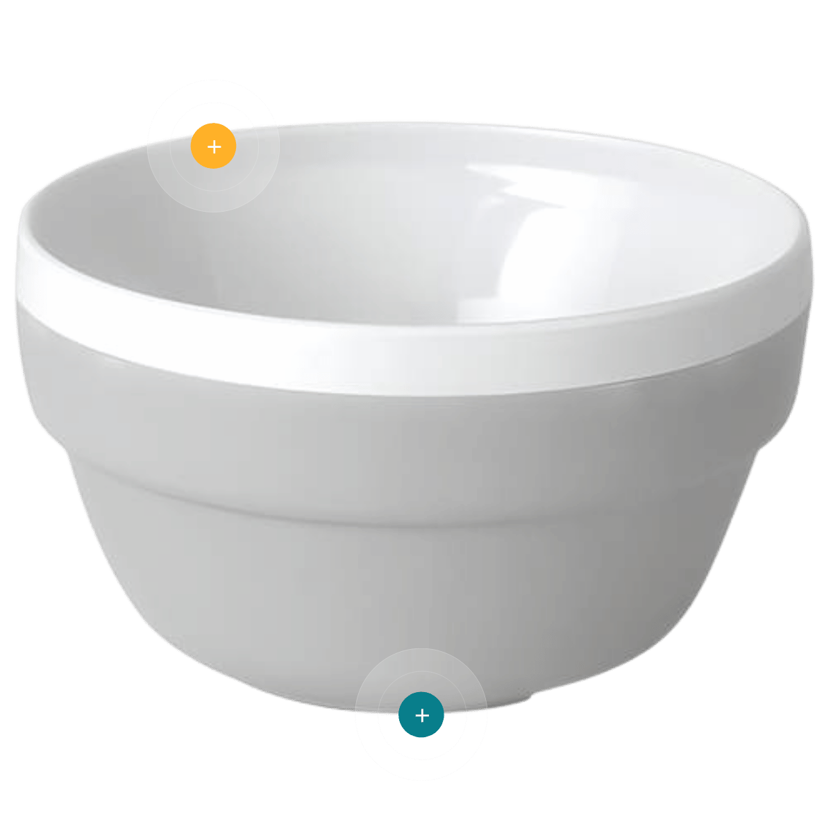 Bol isotérmico de policarbonato blanco y gris de 0,45 litros con detalle de acabado