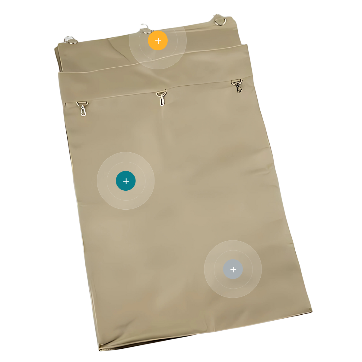 Bolsa caqui resistente con ganchos metálicos para carro de lavandería Laundry Cart, uso profesional