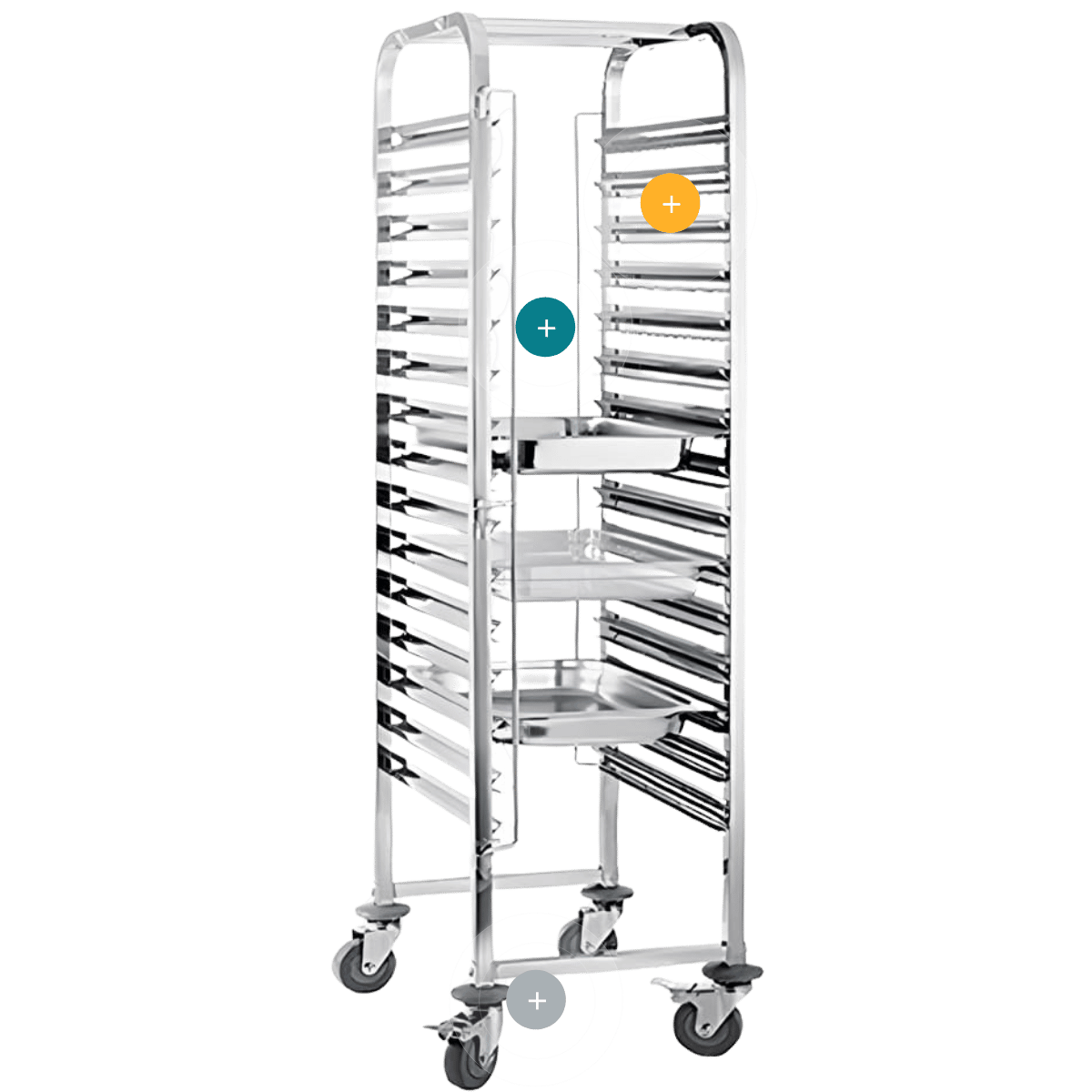 Carro alto con guías GN 1/1 de acero inoxidable