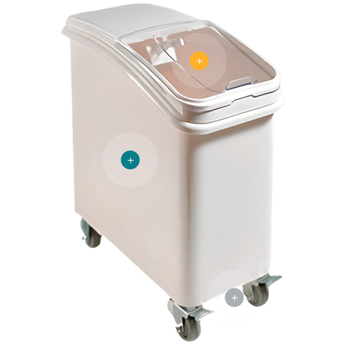 Carro de ingredientes Ceres de 80 litros con pala de policarbonato