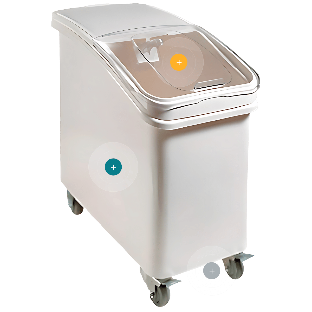 Carro de ingredientes Ceres Maxi de 100 litros con tapa corredera y ruedas