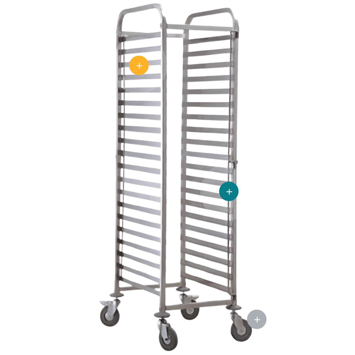 Carro para panadería de acero inoxidable con estructura de guías verticales