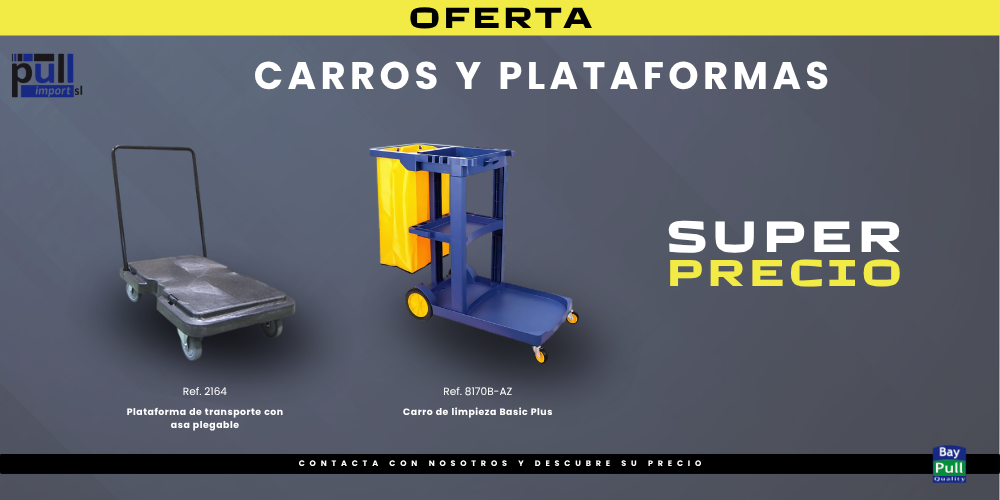 Plataforma de transporte con asa plegable y carro de limpieza Basic Plus profesional