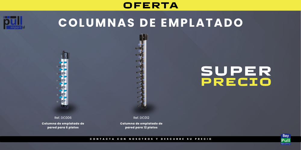 Columnas de emplatado de pared para 6 y 12 platos en cocinas profesionales