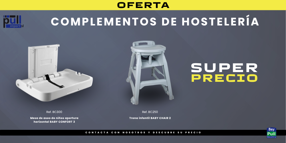 Mesa cambiador infantil horizontal y trona para bebé para hostelería Pull Import