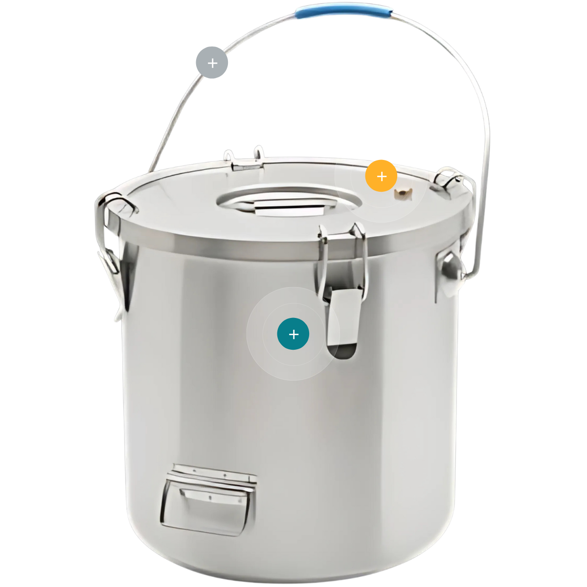 Contenedor isotérmico premium de acero inoxidable de 20 litros con cierres de seguridad y asa ergonómica para transporte profesional de alimentos