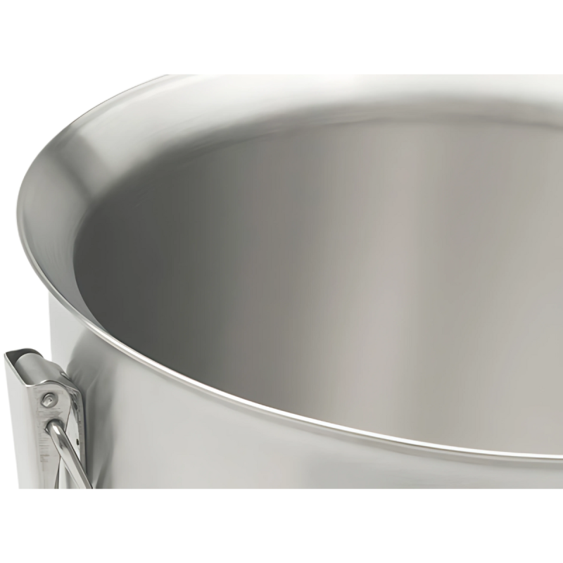 Vista del interior pulido del contenedor isotérmico premium de acero inoxidable, ideal para uso alimentario profesional