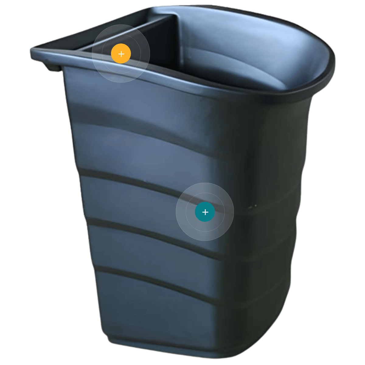 Cubeta de 20 litros negra para carro de servicio con compartimento interior