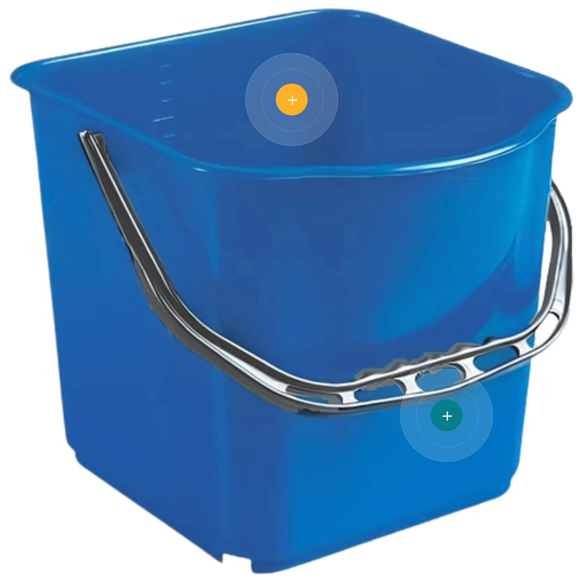 Cubo azul de 18 litros con asa plástica reforzada para limpieza profesional