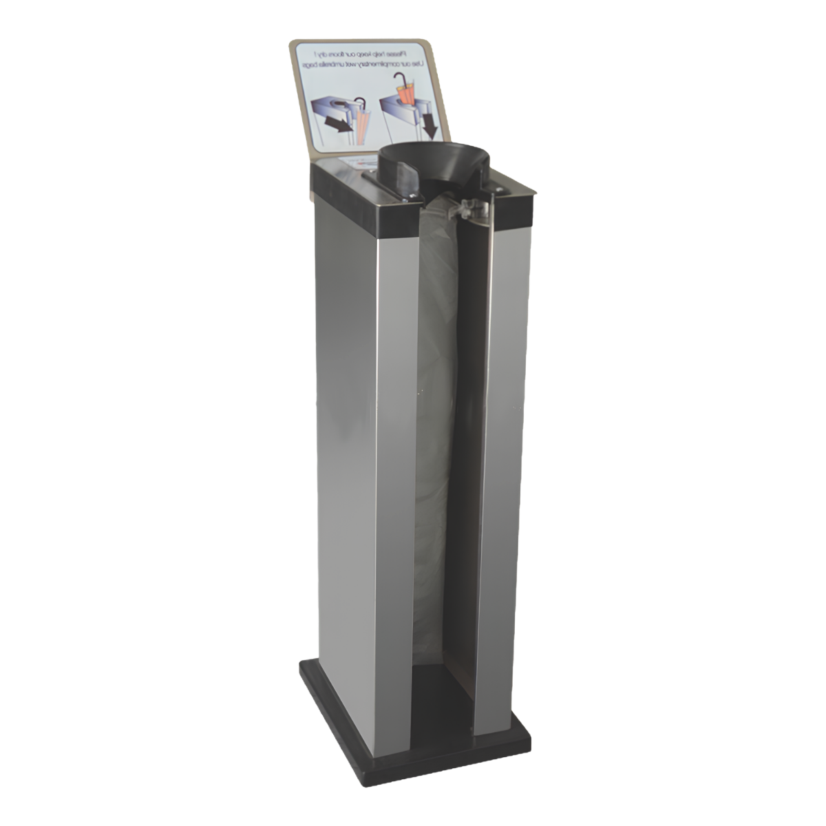 Enfundador de paraguas automático de doble compartimento en color blanco y negro