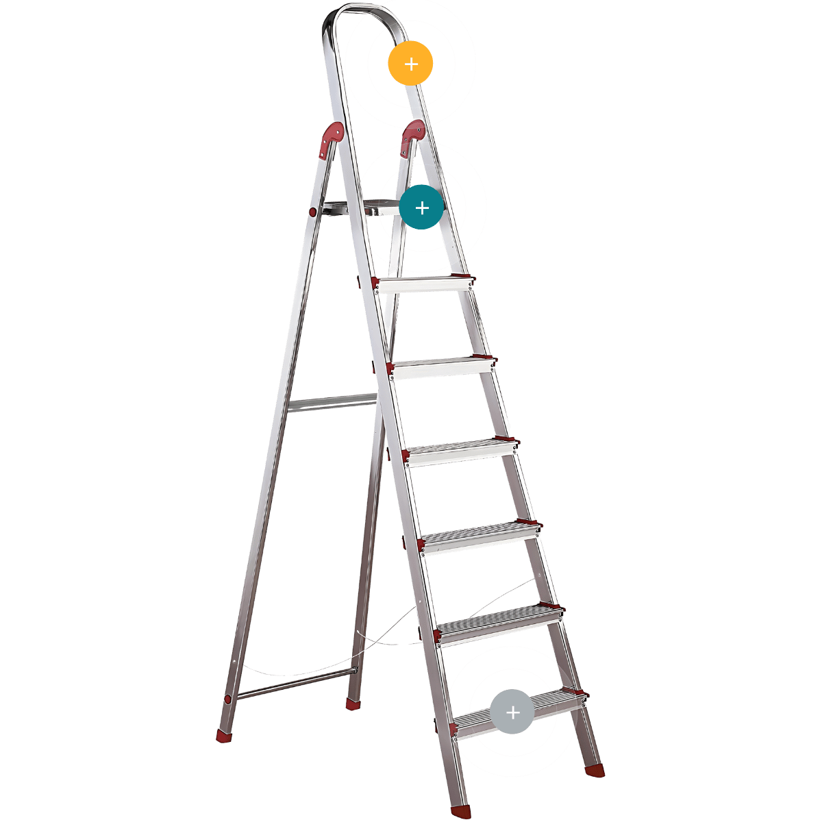 Escalera de aluminio de 7 peldaños con plataforma de seguridad