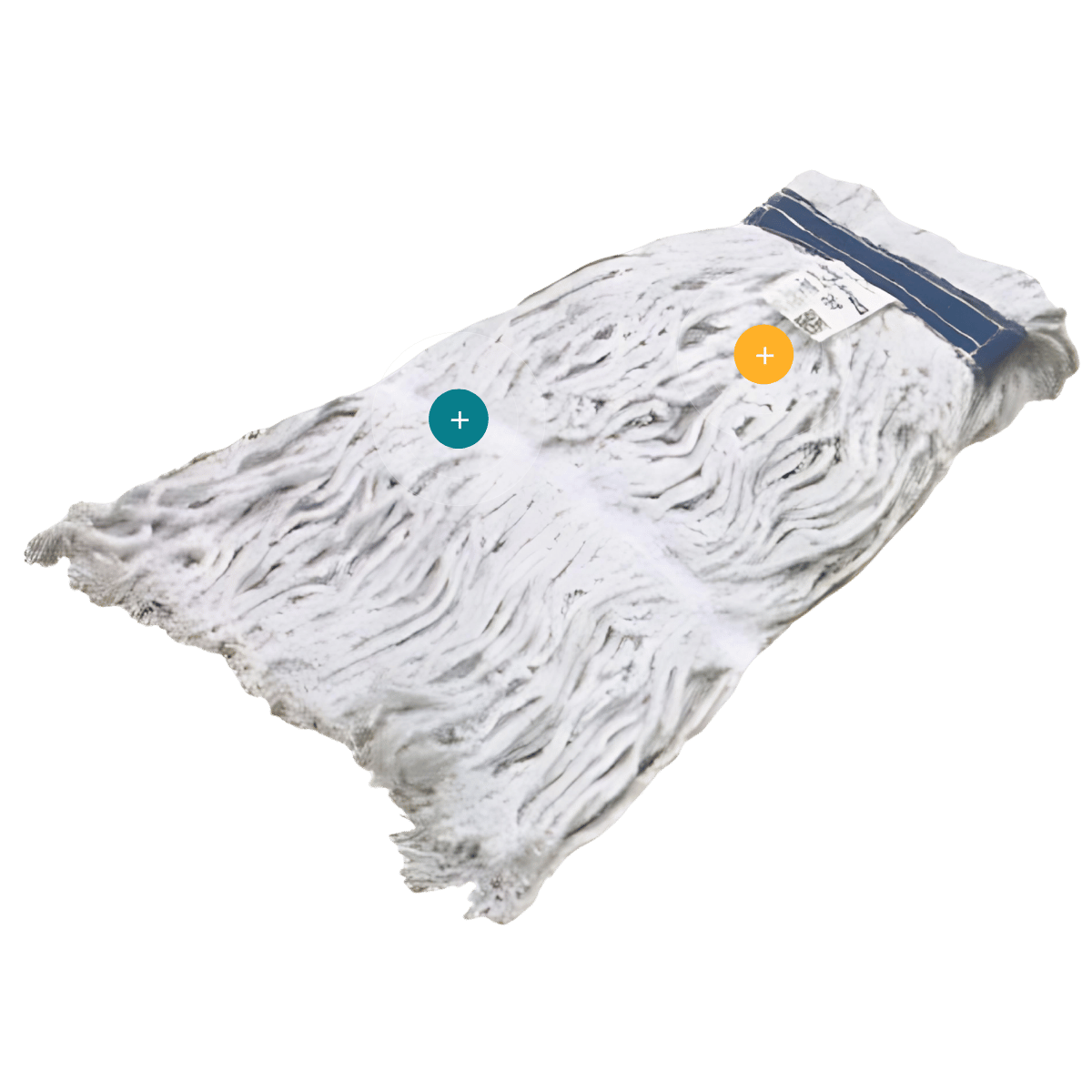 Mopa de flecos detallada 100% algodón con refuerzo central para limpieza profesional