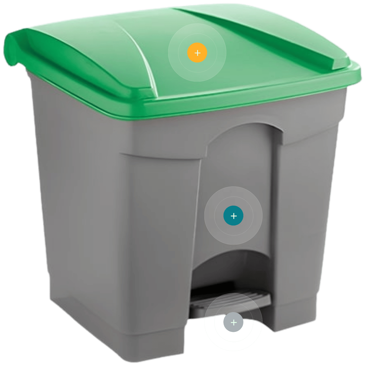 Papelera con pedal universal de 30 litros con tapa verde para reciclaje profesional