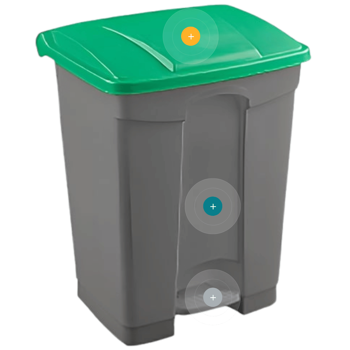 Papelera con pedal universal de 45 litros y tapa verde para reciclaje profesional