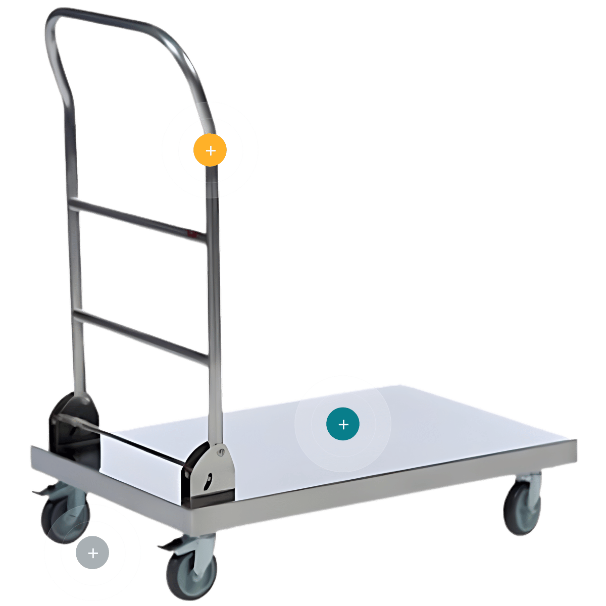 Plataforma de transporte de acero inoxidable con asa plegable