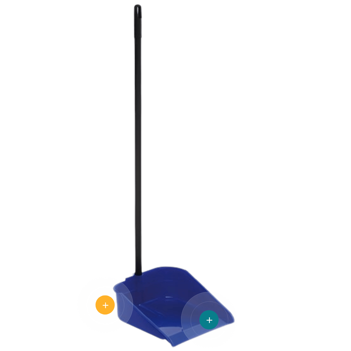 Recogedor deluxe con mango largo y base amplia en color azul