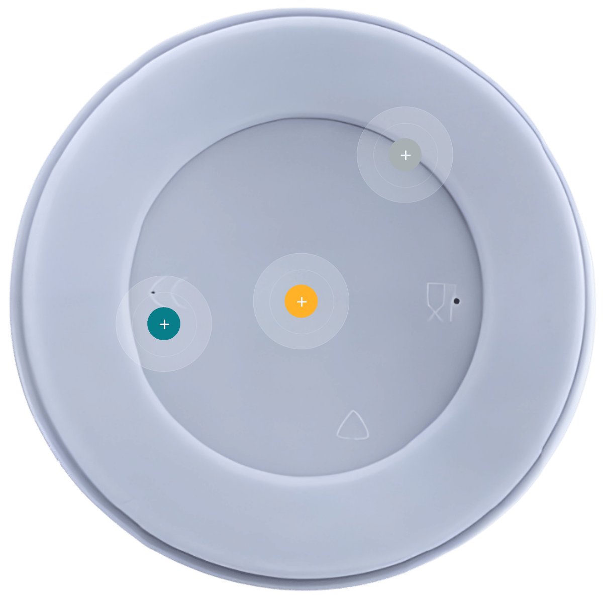 Tapa hermética de polipropileno gris para bol de 0,45 litros con grabado de certificaciones