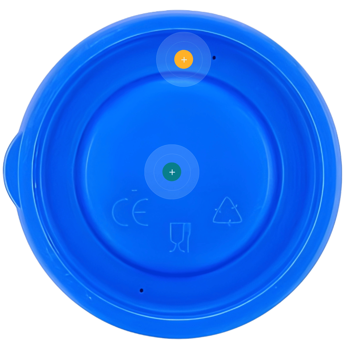 Tapa azul de polipropileno para vaso apilable de 16 y 25 cl con certificación alimentaria