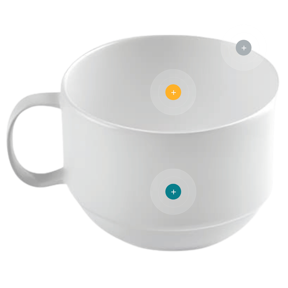 Taza de policarbonato blanca de 0,325 litros con asa para uso alimentario